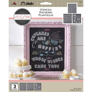 FA Stencil 3pc 8.5"x9.5" L&V Cupcakes