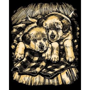 Puppies - Gold Scraper Foil