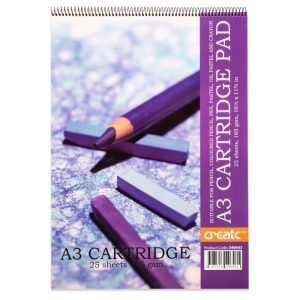 Create - A3 Cartridge Spiral Sketch Pad - 165gsm 25 Sheets