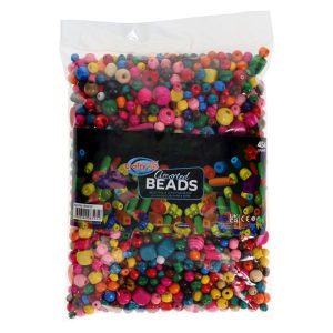 Crafty Bitz Wooden Multicoloured Beads Asst Sizes