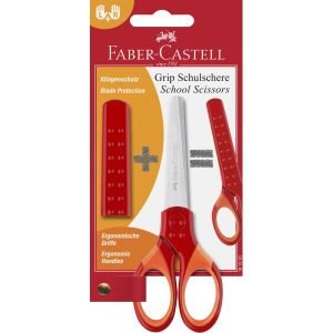 Grip School Scissors Red With Blade Protector BC