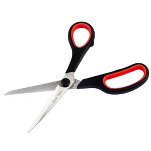Scissors, Stainless Steel, 19cm/7.5″, Red/Black Soft Grip Handle