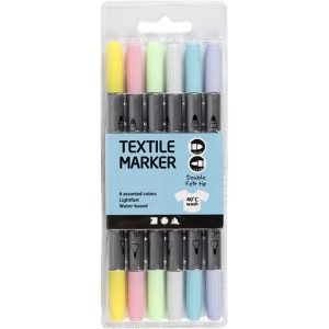 Create Craft - Fabric Markers 6 Pack Twin Tip Pastel