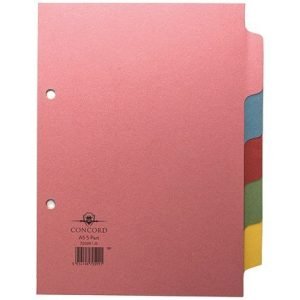 A5 Subject Dividers 180g Multi-Coloured - 5 Part