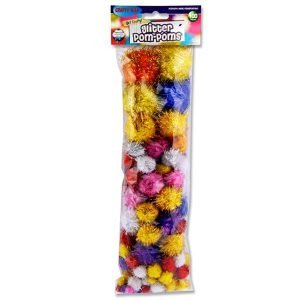 Crafty Bitz Pkt.100 Asst Sizes Pom Poms - Glitter
