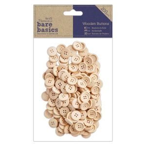 Bare Basics Wooden Heart Buttons (200pcs)