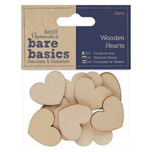 Bare Basic Wooden Hearts 12pk